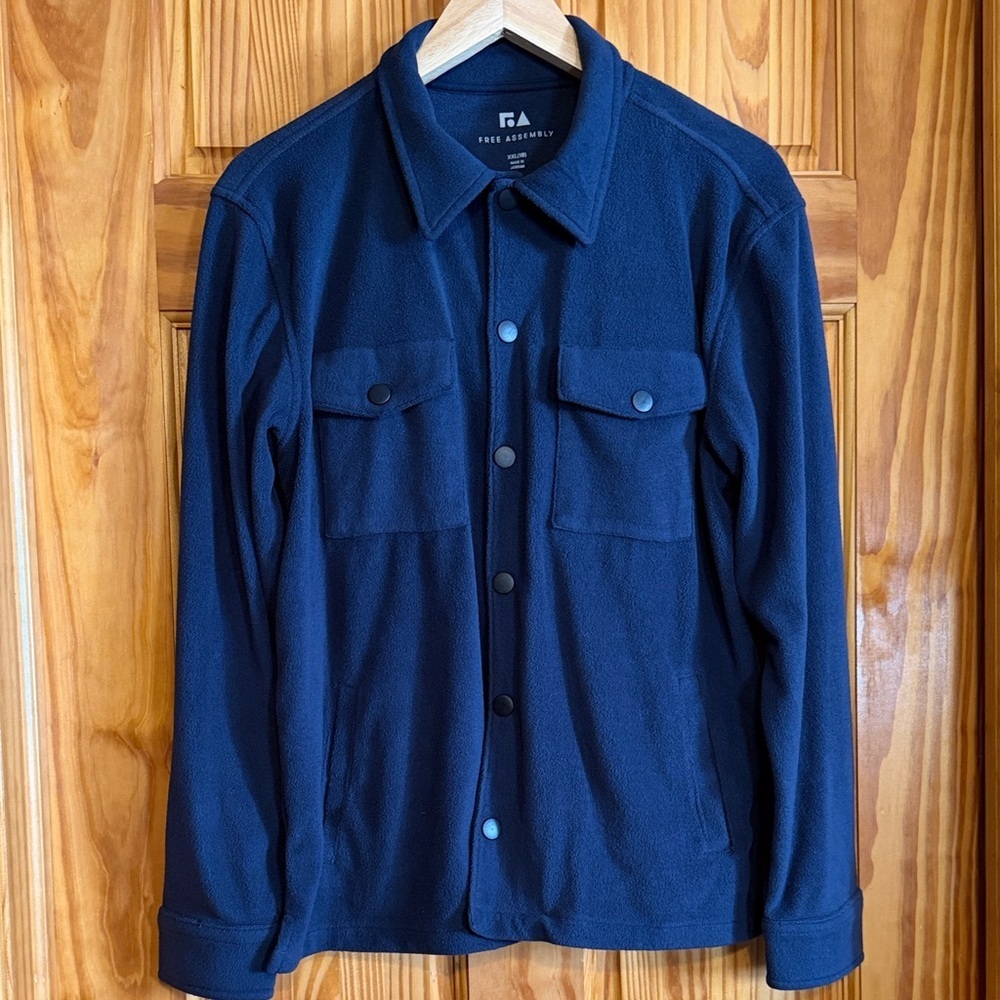 Free Assembly Navy Fleece Shirt Jacket